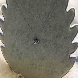 Elegant Sterling Silver S925 Necklace with Blue Gemstone